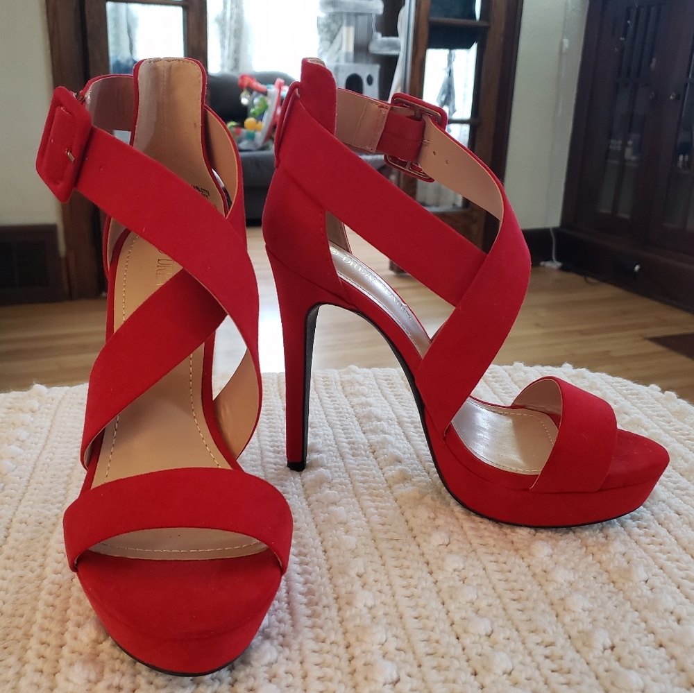 Charlotte strappy platform stilettos from Dream Paris in Red, US size 8